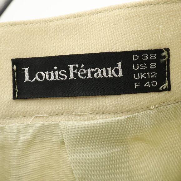 Louis Feraud Skirt Womens 8 Beige Gold Wool Blend Lined Pencil Back Zip Vintage - Picture 3 of 12